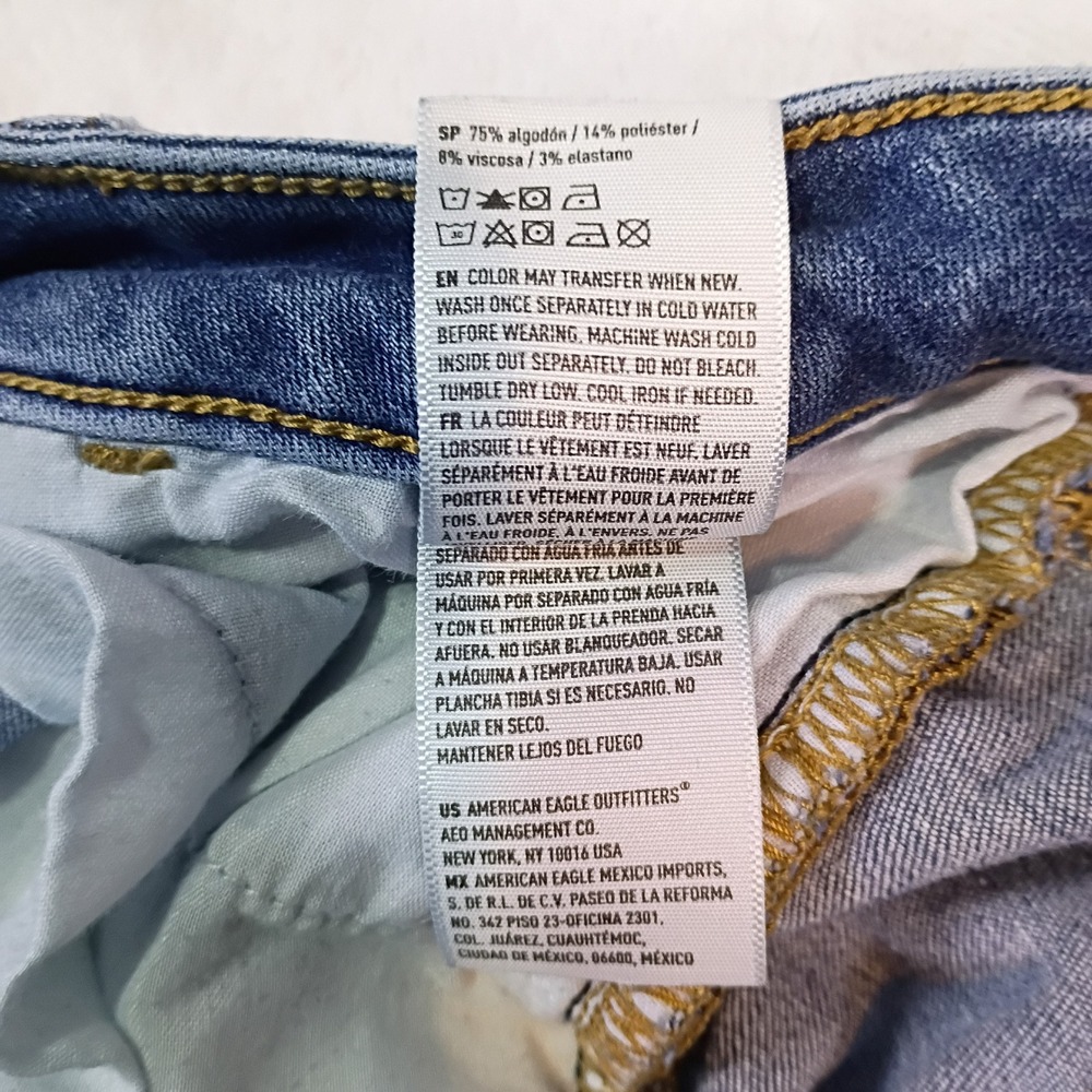 American Eagle Next Level Stretch Distressed Jeggings Blue Womens Size 12 Short - Picture 6 of 13